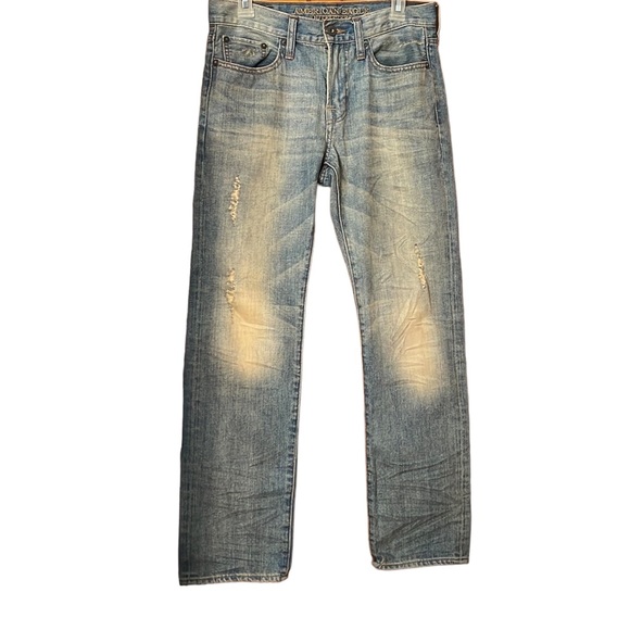 American Eagle Outfitters Other - American Eagle O Distressed Faded Blue Mens Slim Straight Jeans Size 28/30